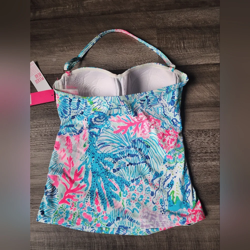 Lilly Pulitzer Pink and Blue Tropical One Piece Swimsuit - Picture 2 of 3